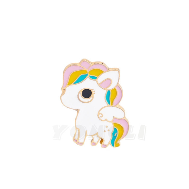 customized metal cartoon animal badge zinc alloy multi-color baking paint brooch seal melting casting gold plated brooch